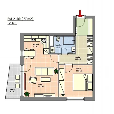 Pronájem bytu 2+kk, Chrudim, Luhanova, 50 m2