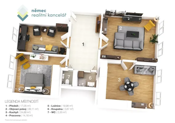 Pronájem bytu 3+1, Praha - Vinohrady, Záhřebská, 106 m2