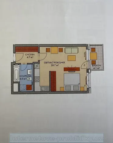 Pronájem bytu 2+kk, Praha - Dolní Měcholupy, Kryšpínova, 47 m2