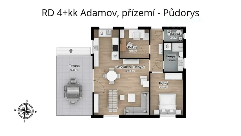 Pronájem rodinného domu, Adamov, Adamovská, 113 m2