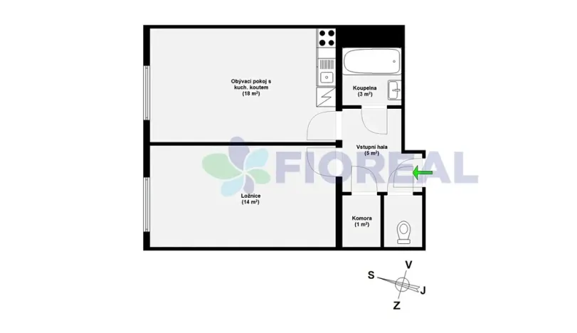 Pronájem bytu 2+kk, Praha - Strašnice, Na hroudě, 41 m2
