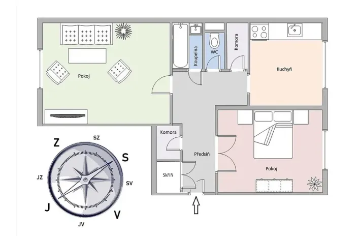 Pronájem bytu 2+1, Ostrava - Poruba, Čkalovova, 65 m2