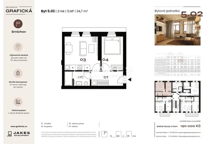 Prodej bytu 2+kk, Praha - Smíchov, Grafická, 35 m2