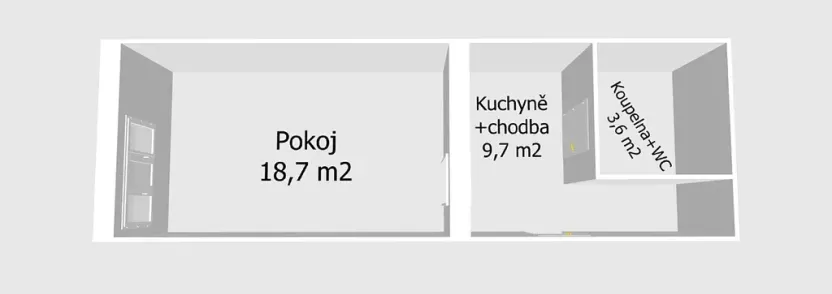 Pronájem bytu 1+kk, Ostrava, Denisova, 32 m2