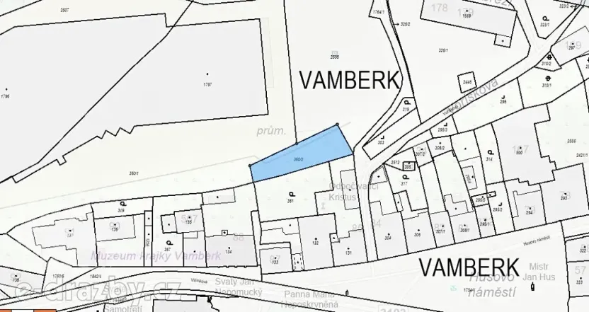 Dražba pozemku, Vamberk, 516 m2