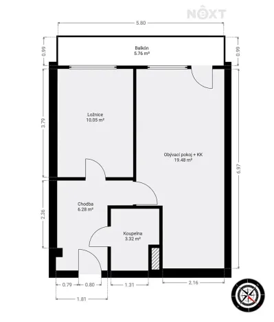 Pronájem bytu 2+kk, Praha - Prosek, Litvínovská, 45 m2
