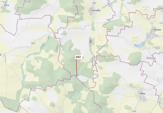 Dražba lesa, Kuřimany, 2947 m2