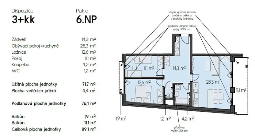 Pronájem bytu 3+kk, Brno, Rybářská, 72 m2