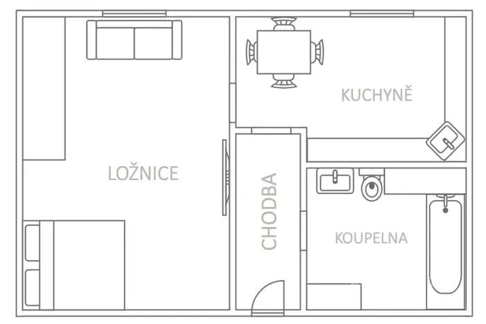 Pronájem bytu 2+1, Bílina, Sídliště Za Chlumem, 35 m2