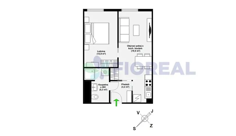 Pronájem bytu 2+kk, Praha - Žižkov, Hartigova, 45 m2