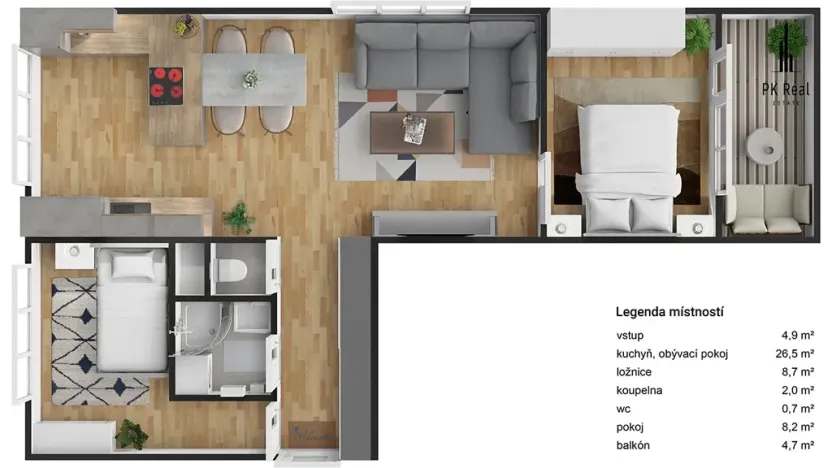 Pronájem bytu 3+kk, Brno, Merhautova, 55 m2