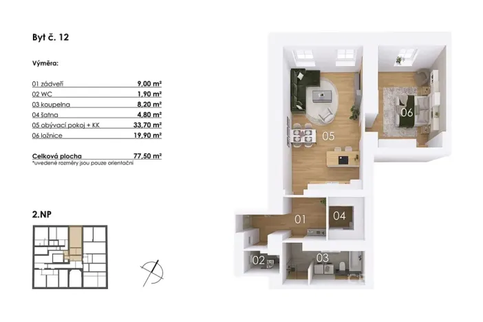 Prodej bytu 2+kk, Postupice, Blanická, 78 m2
