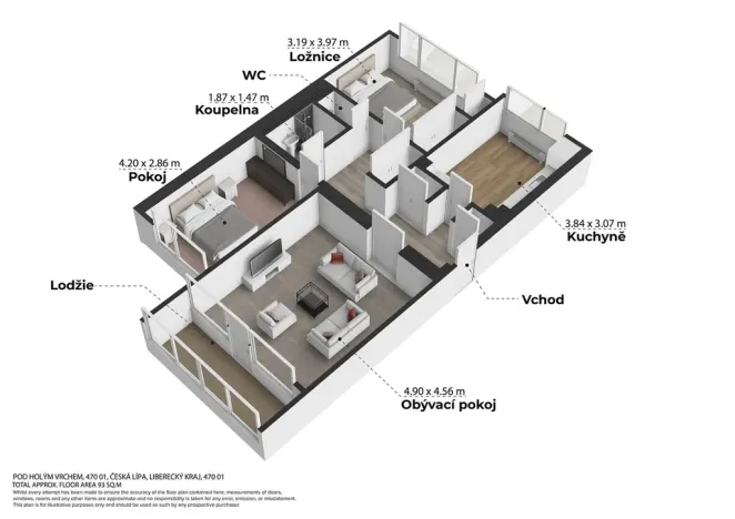 Prodej bytu 3+1, Česká Lípa, Pod Holým vrchem, 73 m2
