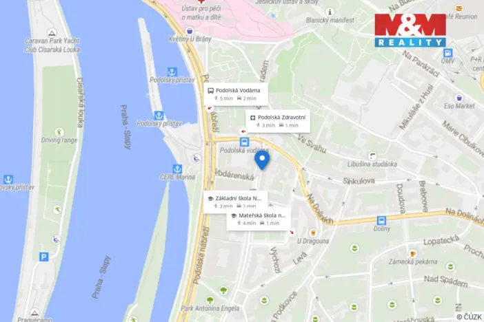 Pronájem bytu 2+1, Praha - Podolí, Podolská, 58 m2