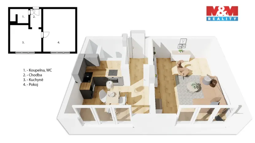 Prodej bytu 1+1, Česká Třebová, Trávník, 37 m2