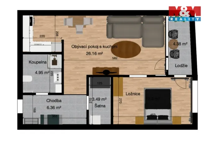 Pronájem bytu 2+kk, Kolín, Václavská, 52 m2