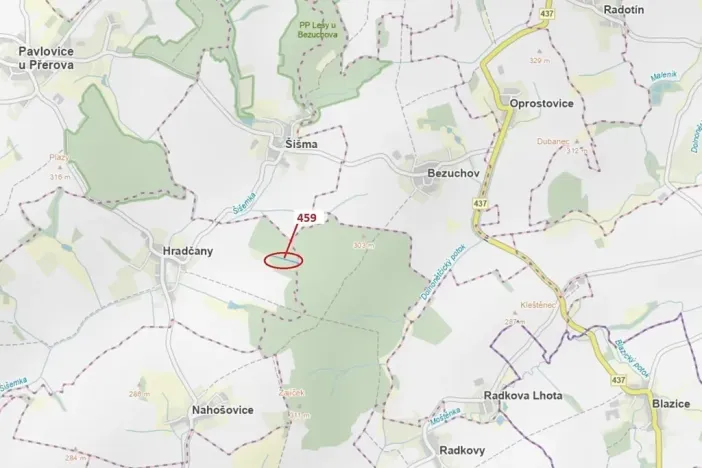 Dražba lesa, Hradčany-Kobeřice, 1895 m2