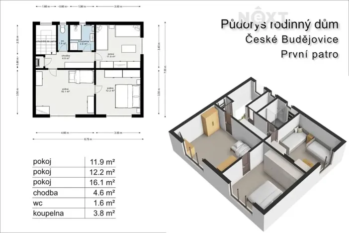 Prodej rodinného domu, České Budějovice, Macharova, 87 m2