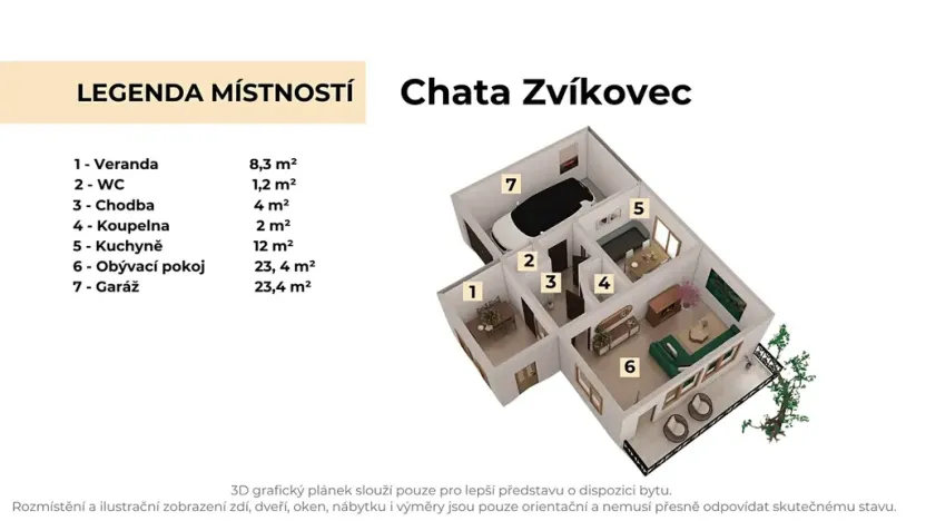 Prodej chaty, Zvíkovec, 74 m2