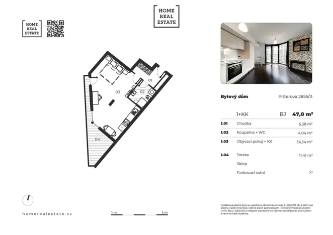 Pronájem bytu 1+kk, Praha - Žižkov, Pitterova, 47 m2