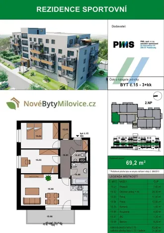 Prodej bytu 3+kk, Milovice, 63 m2