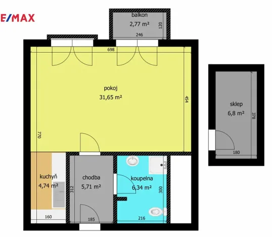 Pronájem bytu 1+kk, Poděbrady, Palackého, 48 m2