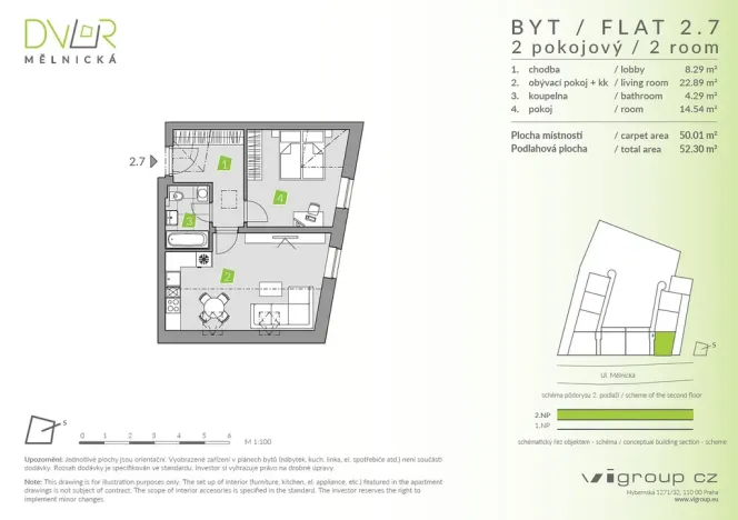 Prodej bytu 2+kk, Brandýs nad Labem-Stará Boleslav - Stará Boleslav, Mělnická, 50 m2