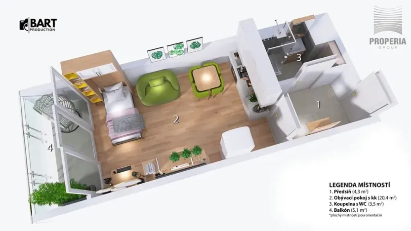 Pronájem bytu 1+kk, Znojmo, Jarošova, 35 m2