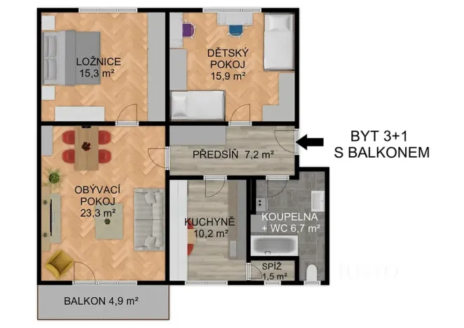 Prodej bytu 3+1, Písek, Budovatelská, 80 m2