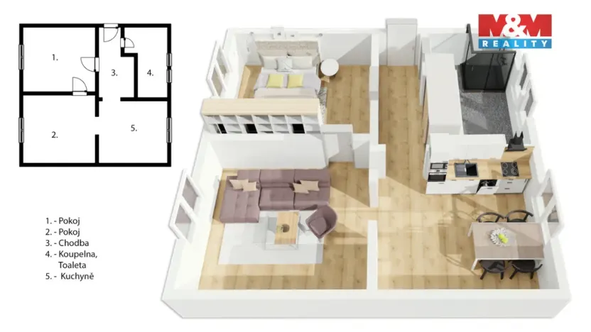 Pronájem bytu 2+1, Kolín - Kolín II, Mikoláše Alše, 54 m2