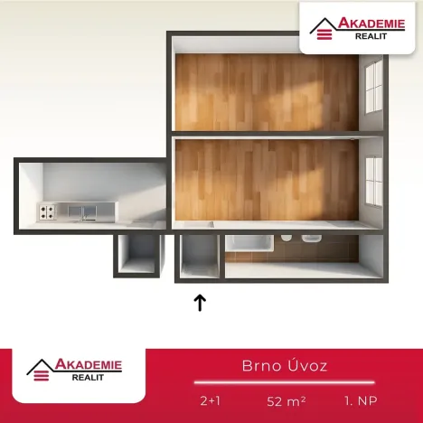 Prodej bytu 2+1, Brno, Úvoz, 52 m2