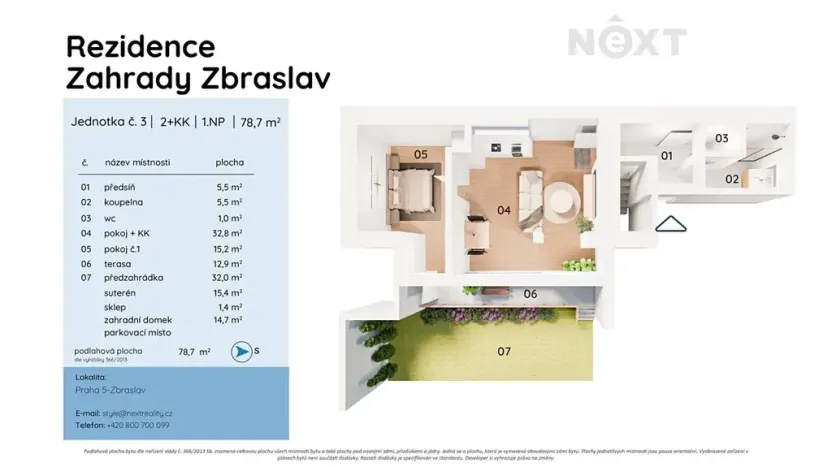 Prodej bytu 2+kk, Praha - Zbraslav, Hauptova, 79 m2