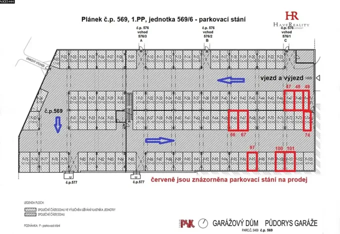 Prodej garážového stání, Milovice, Višňová, 13 m2