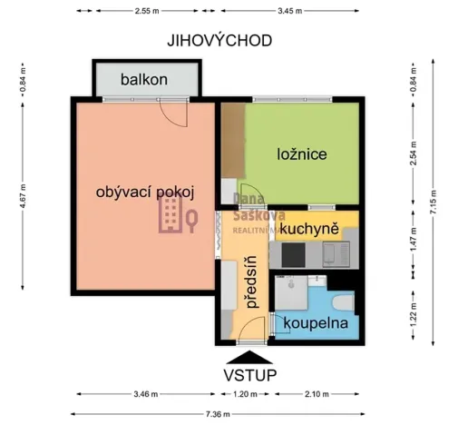 Pronájem bytu 2+1, Jindřichův Hradec, sídliště Vajgar, 35 m2