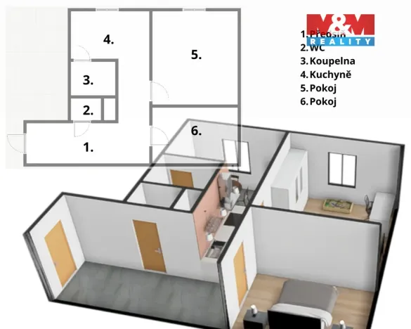 Prodej bytu 1+1, Vimperk - Vimperk II, Mírová, 43 m2