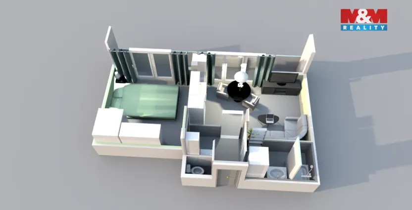 Pronájem bytu 2+kk, Praha, Na Maninách, 43 m2