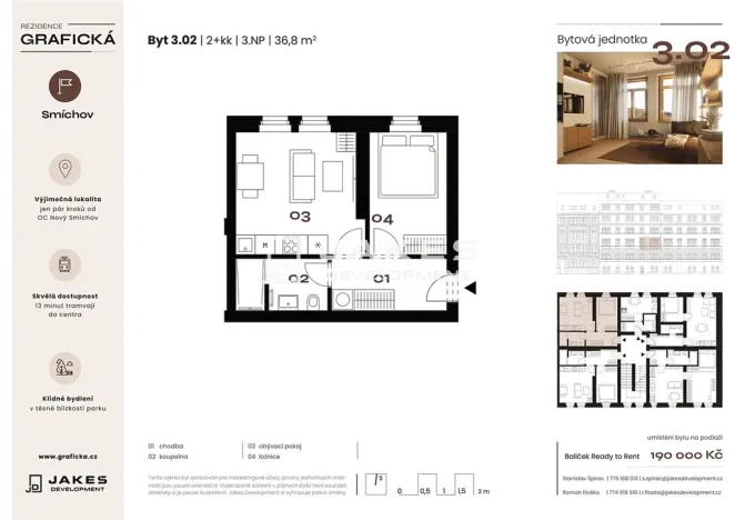 Prodej bytu 2+kk, Praha - Smíchov, Grafická, 37 m2