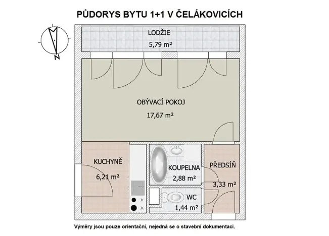 Prodej bytu 1+1, Čelákovice, Rumunská, 33 m2