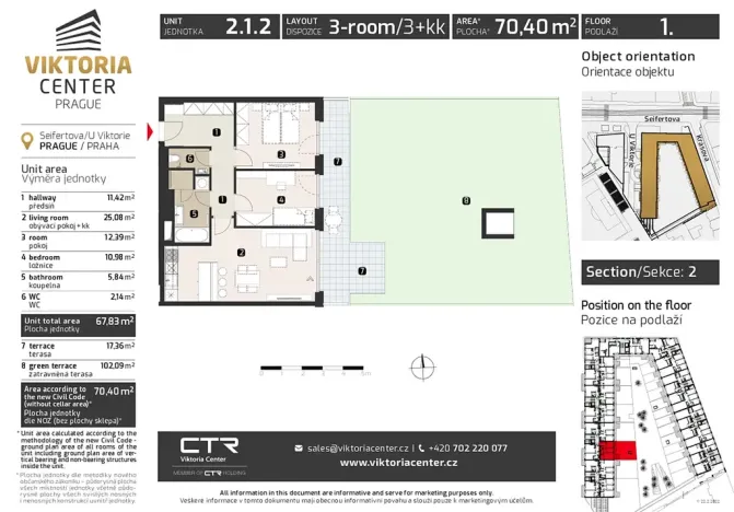 Prodej bytu 3+kk, Praha - Žižkov, U Viktorie, 70 m2