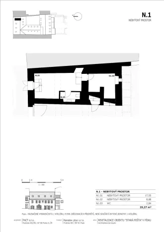 Pronájem kanceláře, Písek, Gregorova, 29 m2