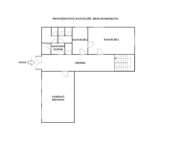 Pronájem kanceláře, Brno - Židenice, Kosmákova, 50 m2