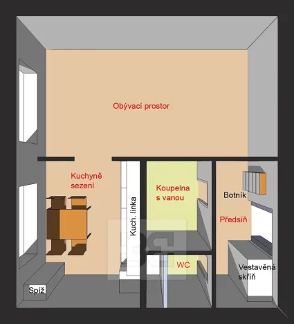Pronájem bytu 1+kk, Milovice, 44 m2