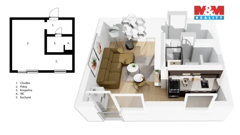 Prodej bytu 1+kk, Kladno - Kročehlavy, Holandská, 33 m2