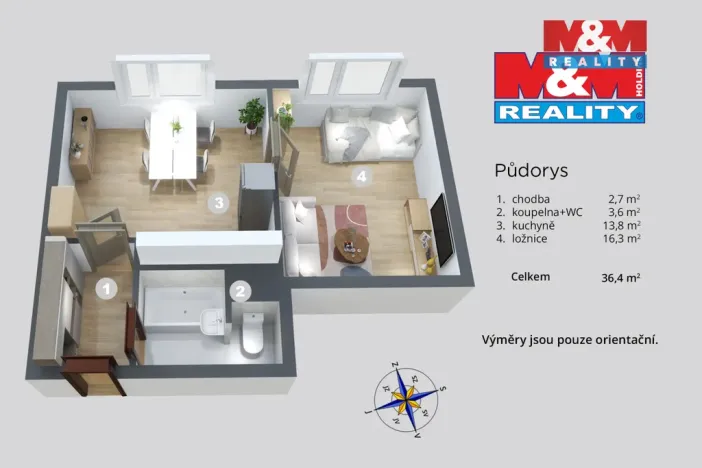 Prodej bytu 1+1, Děčín - Děčín III-Staré Město, Jezdecká, 35 m2