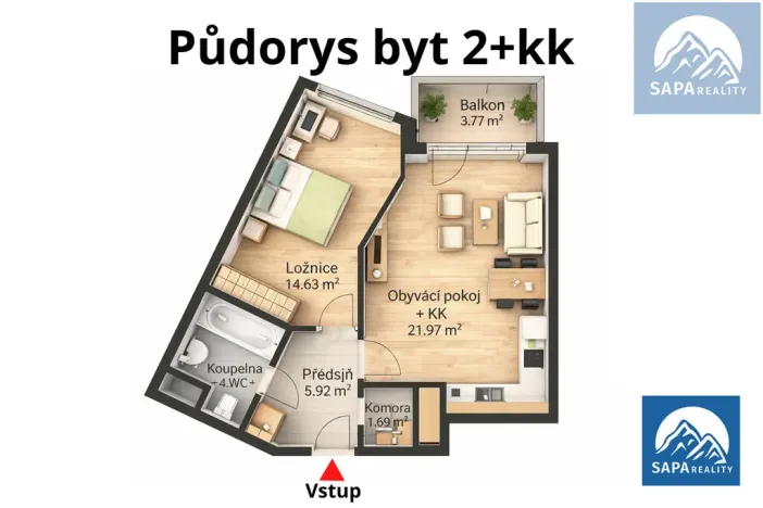 Prodej bytu 2+kk, Praha - Hostivař, Rižská, 56 m2