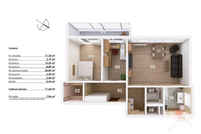 Pronájem bytu 3+1, Praha - Michle, Na líše, 72 m2