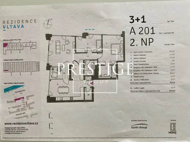 Prodej bytu 3+1, Praha - Karlín, Za Karlínským přístavem, 103 m2