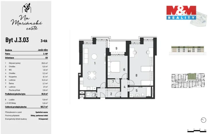 Prodej bytu 3+kk, Brandýs nad Labem-Stará Boleslav, Dřevčická, 92 m2