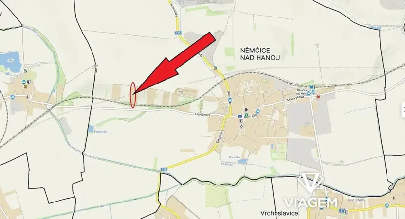 Prodej zahrady, Němčice nad Hanou, 1745 m2