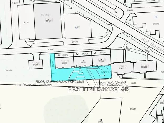 Prodej garážového stání, České Budějovice, Ant. Barcala, 12 m2